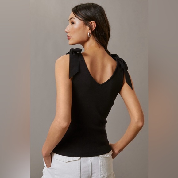 Anthropologie Maeve Rafaela Bow-Tie Tank, Charcoal Grey, Size Medium - Picture 4 of 9